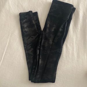 Spanx Black faux leather camo leggings